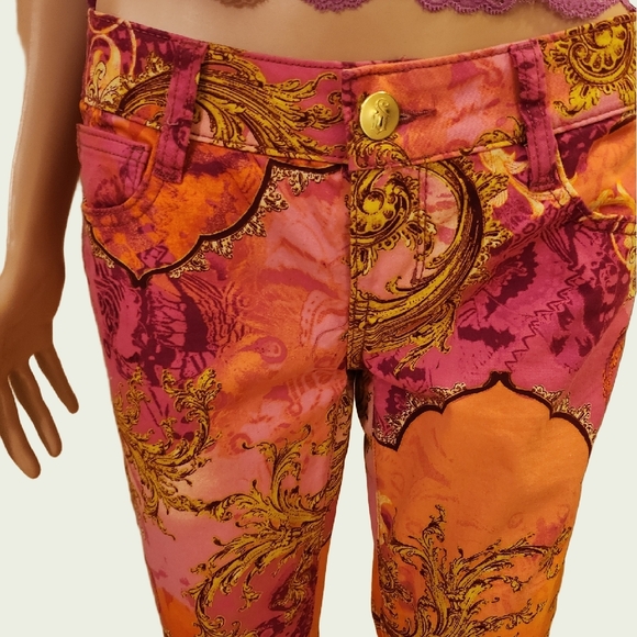 Decree Women's Skinny Jeans - Vibrant Pink and Orange, Sz 7, EUC - Picture 5 of 10